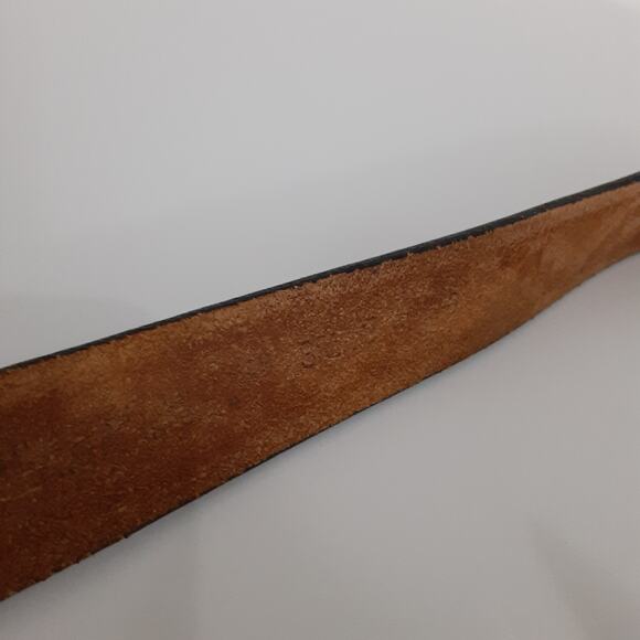 Vintage 90s Tooled Leather Belt Black Distressed Mens 40 Western Wear Boho Aztec - Picture 8 of 8